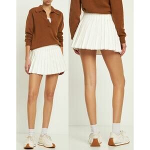 NWOT AMI PARIS Alexandre Mattiussi Pleated Cotton Mini Skirt White Women's 26
